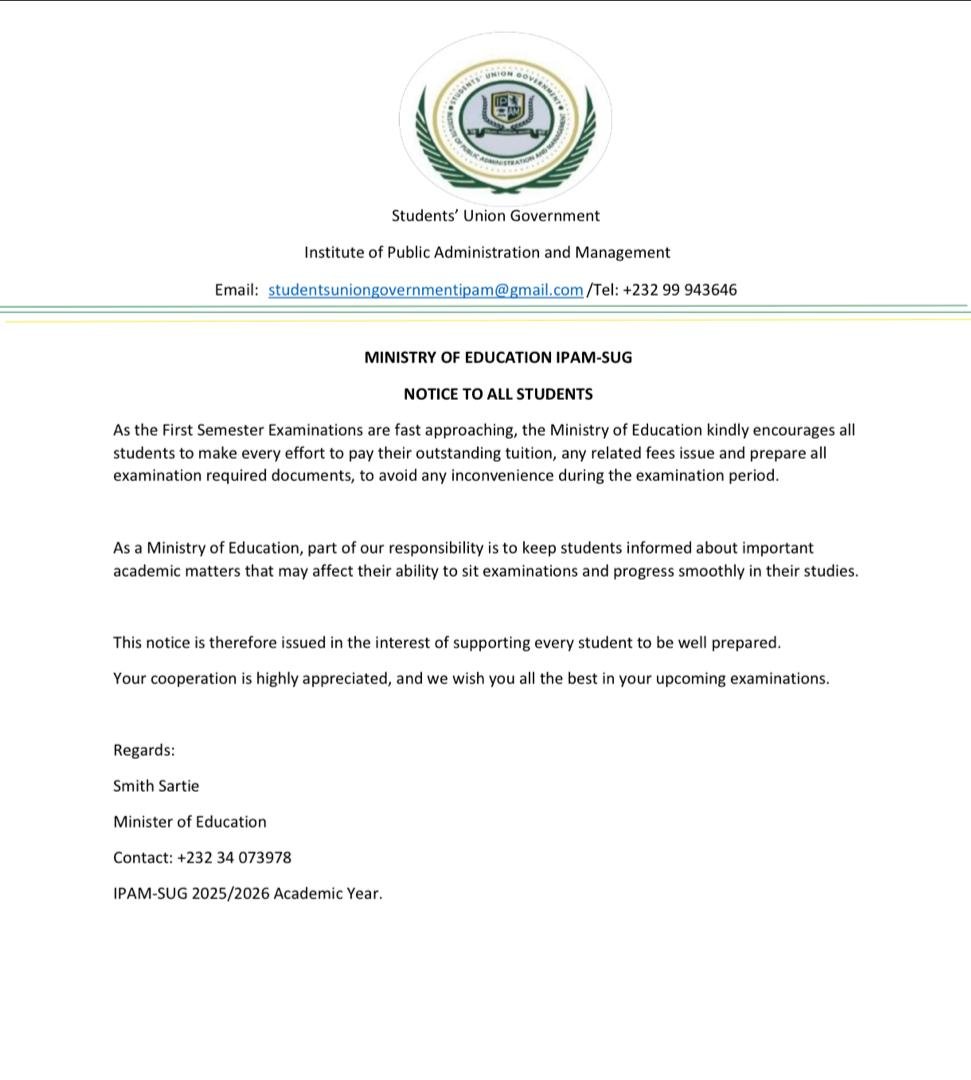 IPAM Students Urged to Prepare for First Semester Examinations