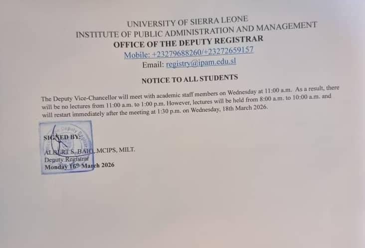 NOTICE TO ALL STUDENTS – TEMPORARY ADJUSTMENT TO LECTURE SCHEDULE