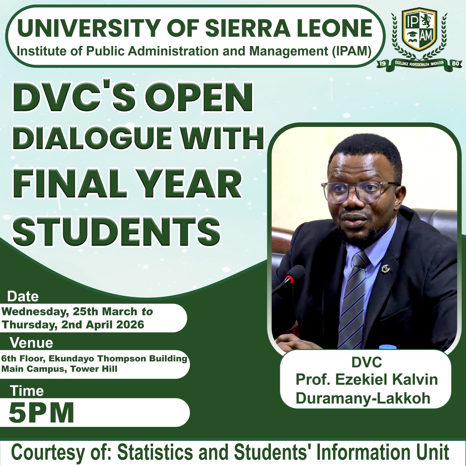 IPAM Deputy Vice Chancellor to Engage Final Year Students in Special Meeting