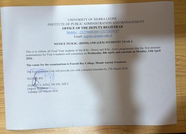 IPAM Announces Start Date and venue for Final Year First-Semester Examinations