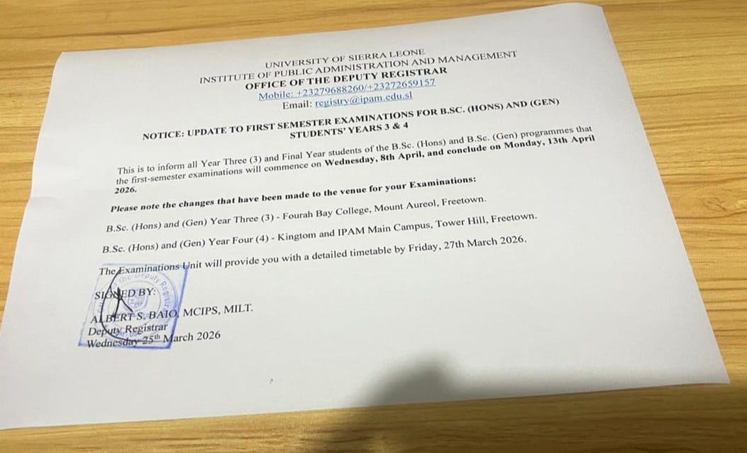 IPAM Updates First Semester Examination Arrangements Following SUG Intervention