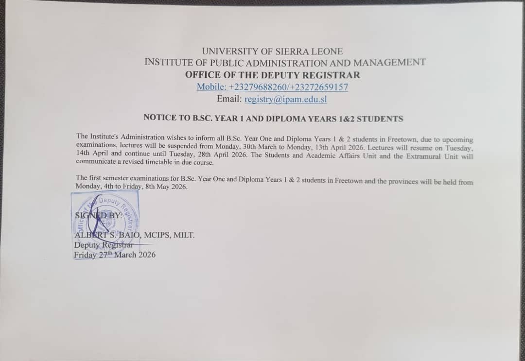 IPAM Announces Temporary Suspension of Lectures for Year One and Diploma Students Ahead of Exams