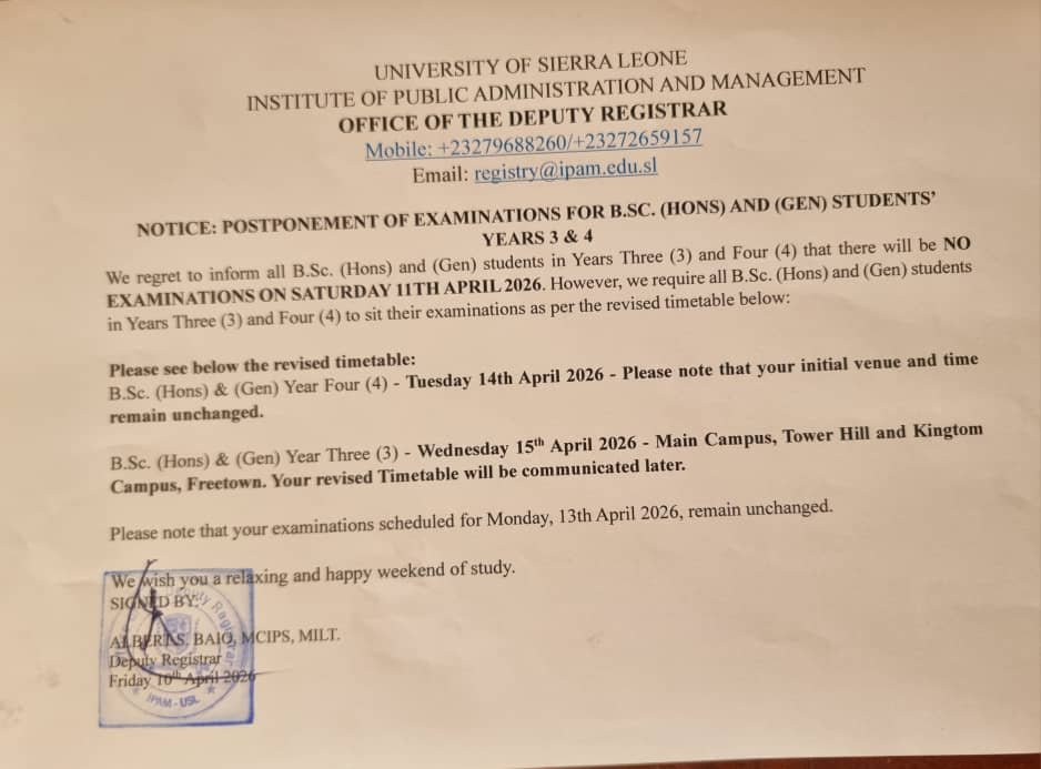 IPAM Postpones Examinations for Year 3 and 4 Students