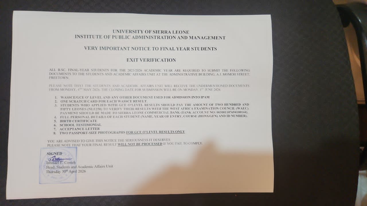 IPAM Announces Exit Verification Deadline for Final-Year Students