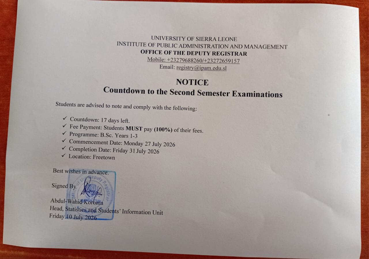 IPAM Announces Final Examination Schedule for B.Sc. Years 1–3