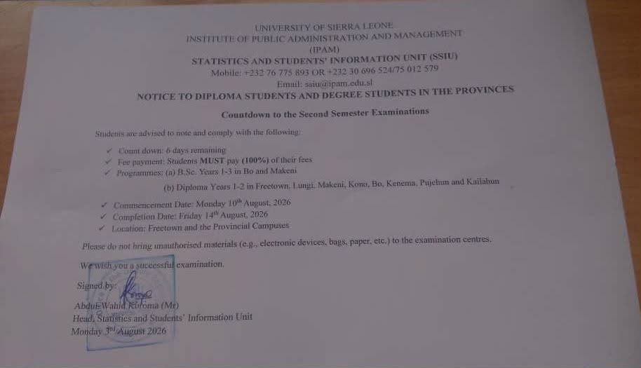 IPAM Announces Examination Criteria for Diploma and Provincial Students